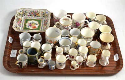 Lot 162 - A square Dresden dish, a Meissen cup and various coffee cans and miniatures including Royal...