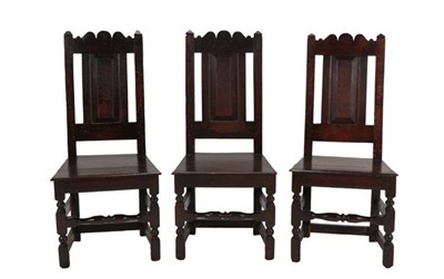 Lot 818 - ^ A Set of Three English Joined Oak Back...