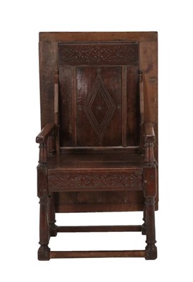 Lot 823 - ^ A Joined Oak and Carved Monk's Chair, 17th...