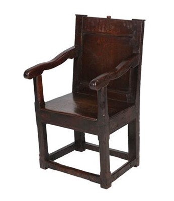 Lot 829 - A 17th Century Joined Oak Wainscot Armchair,...