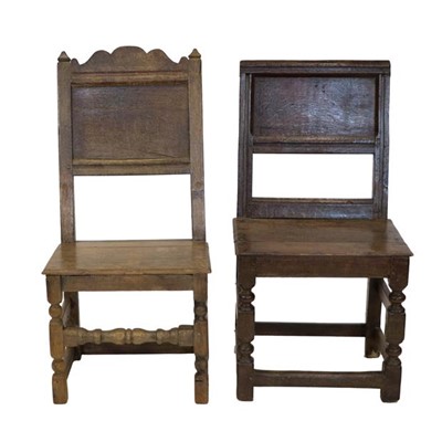 Lot 849 - ^ A Joined Oak Back Stool, circa 1700, the...