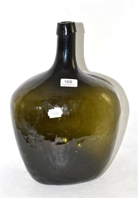 Lot 168 - A large green glass onion bottle