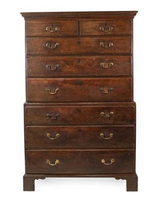 Lot 864 - A George III Oak Chest on Chest, late 18th...