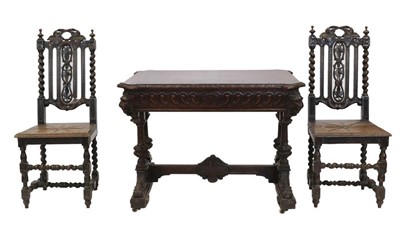 Lot 870 - A Victorian Carved Oak Library or Centre Table,...