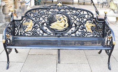 Lot 875 - ~ A Victorian Style Cast Iron Garden Bench,...