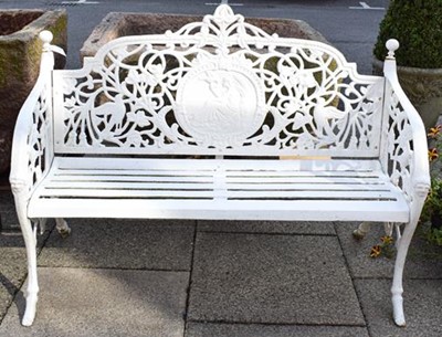 Lot 877 - ~ A Victorian Style Cast Iron Garden Bench,...