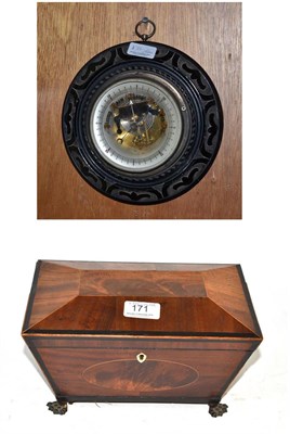 Lot 171 - An aneroid barometer and a two division tea caddy