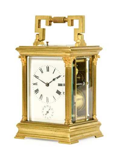 Lot 566 - A Brass Striking and Repeating Alarm Carriage...