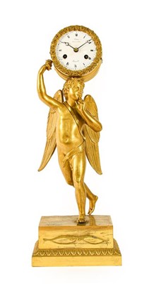 Lot 569 - A French Bronze Ormolu Striking Figural Mantel...