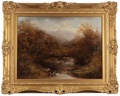 Lot 470 - W P Curry (19th century) Figures in a wooded...