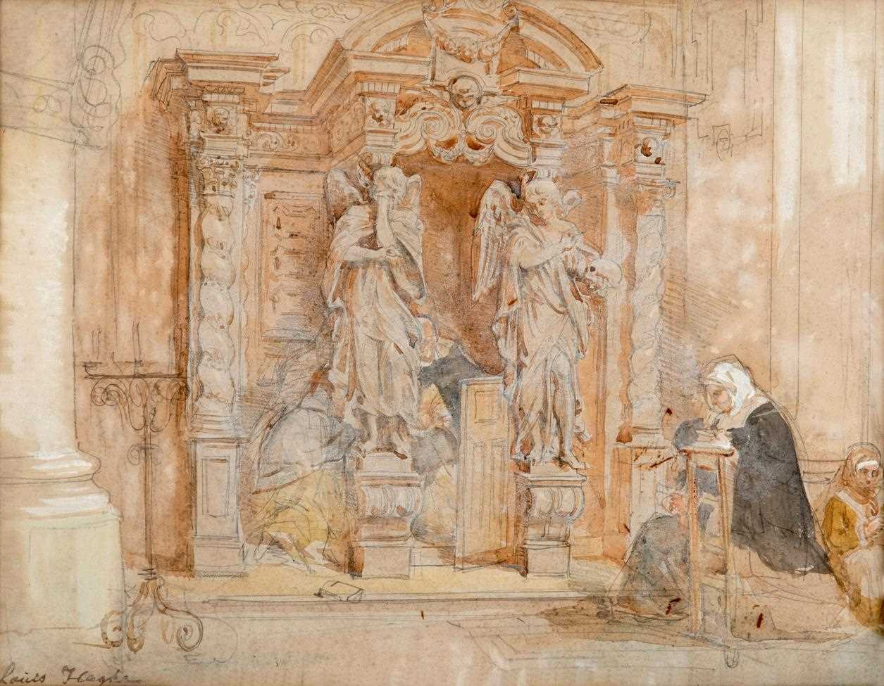 Lot 371 - Louis Haghe (1806-1895) Nuns kneeling in...
