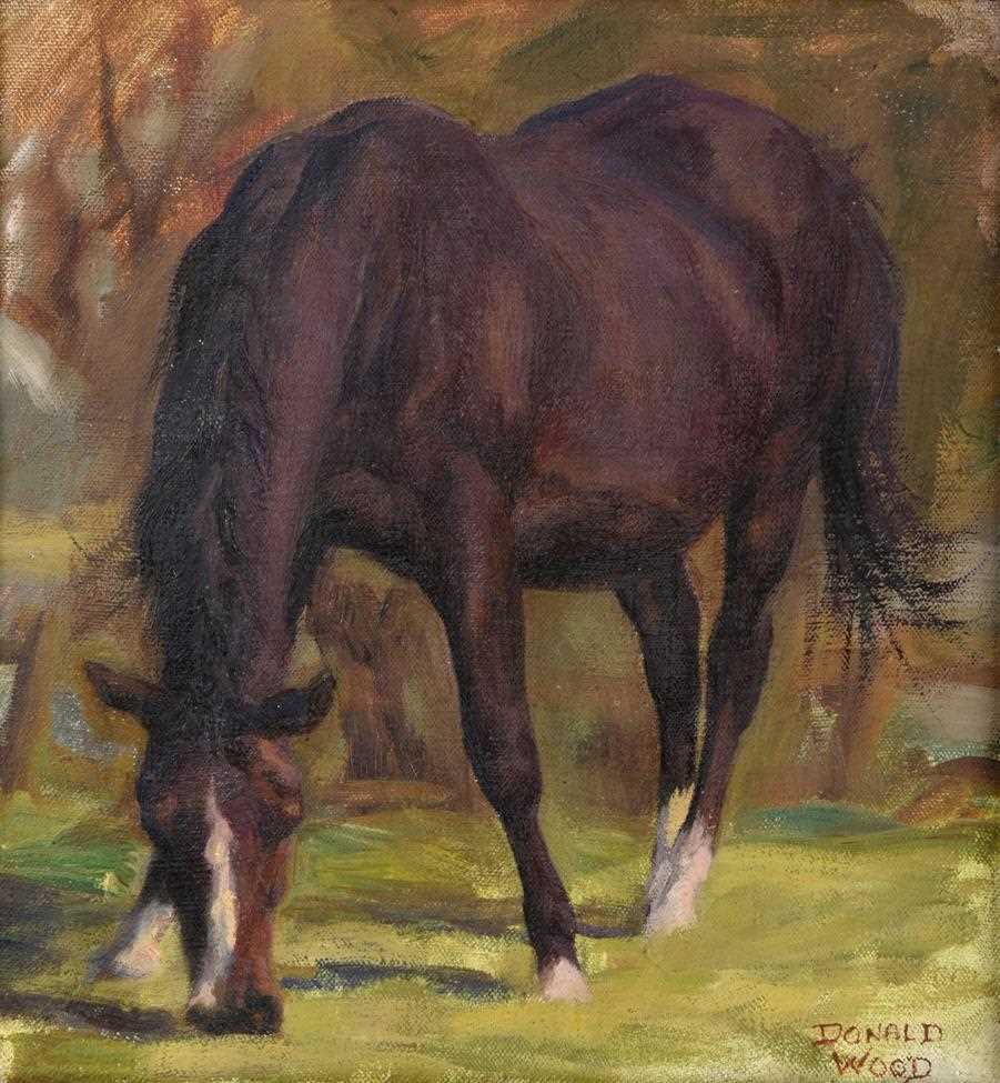 Lot 355 - Donald Wood (1889-1953) Grazing horse Signed,...