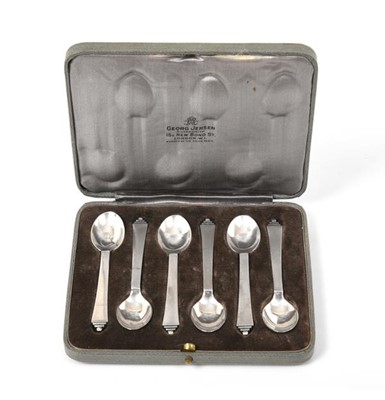 Lot 2112 - A Cased Set of Six Danish Silver Coffee-Spoons,...