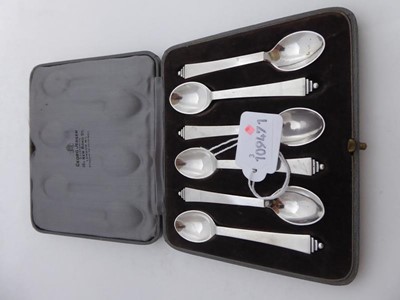 Lot 2112 - A Cased Set of Six Danish Silver Coffee-Spoons,...