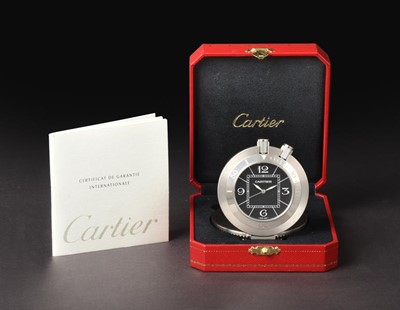 Lot 2129 - A Stainless Steel Alarm Travelling Timepiece,...