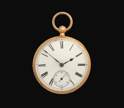 Lot 2132 - An 18 Carat Gold Open Faced Pocket Watch, 1877,...