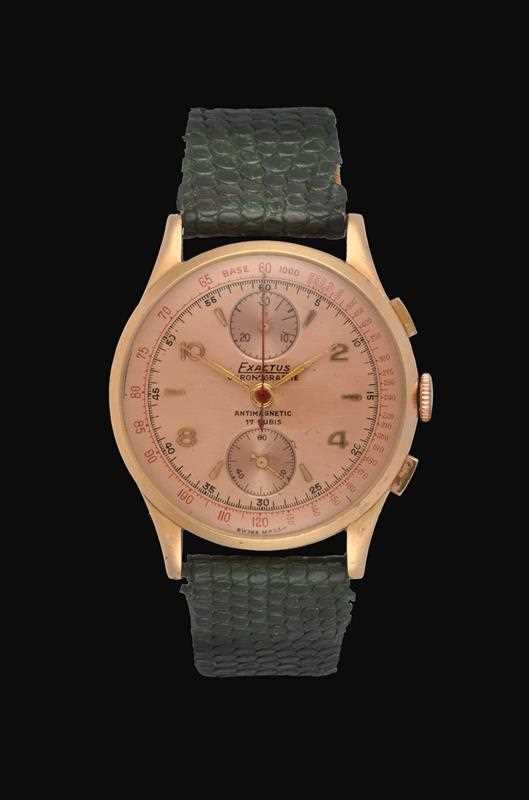 Lot 2136 - An 18 Carat Gold Chronograph Wristwatch,...