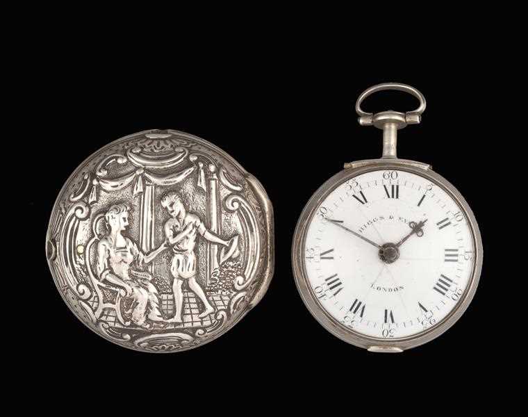 Lot 2163 - A Silver Pair Cased Verge Repousse Pocket...