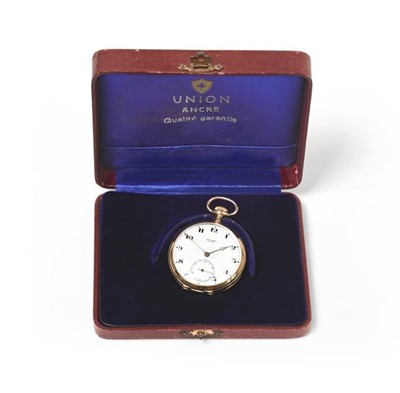 Lot 2183 - A 14K Gold Open Faced Pocket Watch, signed...