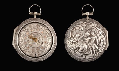 Lot 2185 - A Silver Pair Cased Verge Repousse Pocket...