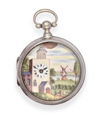 Lot 2188 - A Silver Pair Cased Verge Pocket Watch with a...