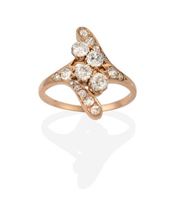 Lot 2206 - A Diamond Ring, pairs of old cut diamonds set...