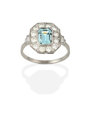Lot 2231 - An Art Deco Style Aquamarine and Diamond...