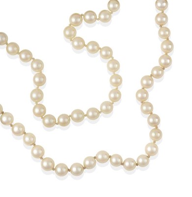 Lot 2240 - A Two Row Cultured Pearl Necklace, the 57:64...
