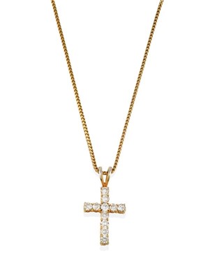Lot 2241 - An 18 Carat Gold Diamond Cross Pendant on...
