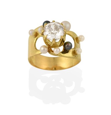 Lot 2249 - An 18 Carat Gold Diamond and Cultured Pearl...