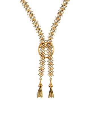 Lot 2251 - A Fancy Link Necklace, the yellow mesh links...