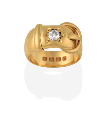 Lot 2253 - An 18 Carat Gold Diamond Buckle and Belt Ring,...