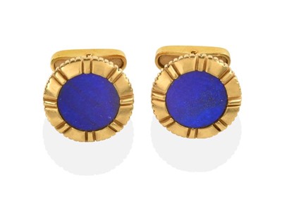 Lot 2257 - A Pair of Lapis Lazuli Cufflinks, by Asprey,...