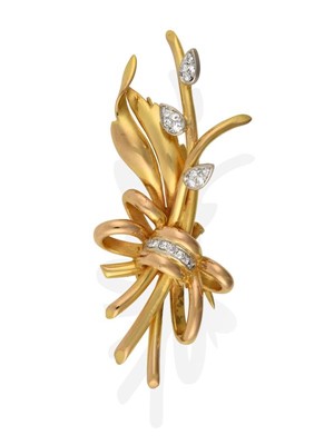 Lot 2258 - A Diamond Brooch, the yellow floral spray...