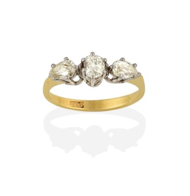 Lot 2260 - A Diamond Three Stone Ring, an old cut diamond...