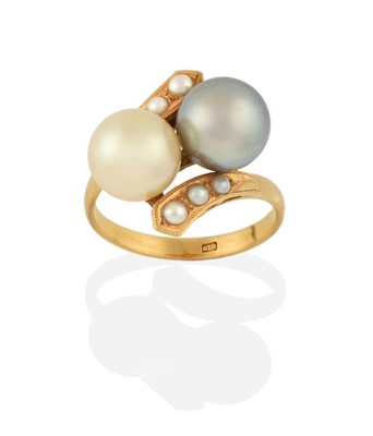 Lot 2266 - A Cultured Pearl Twist Ring, two cultured...