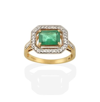 Lot 2267 - A 9 Carat Gold Emerald and Diamond Cluster...
