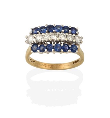 Lot 2295 - A 9 Carat Gold Sapphire and Diamond Ring, a...
