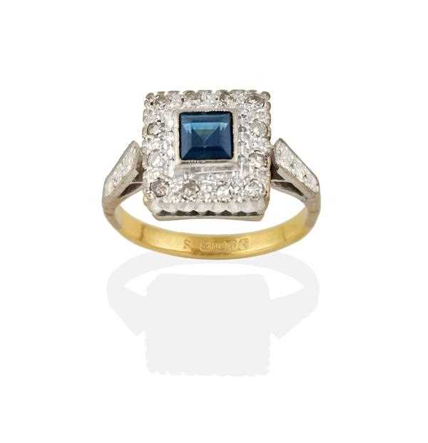 Lot 2348 - An 18 Carat Gold Sapphire and Diamond Cluster...