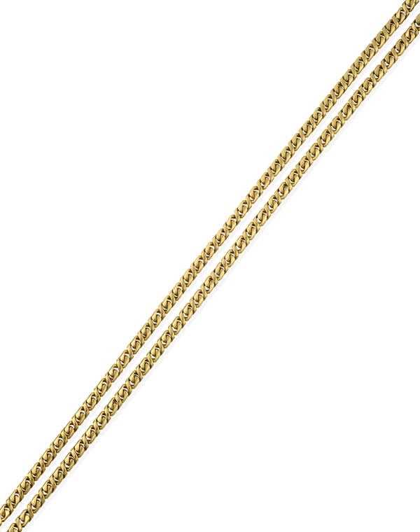 Lot 2358 - A Fancy Link Chain, formed of yellow plain...