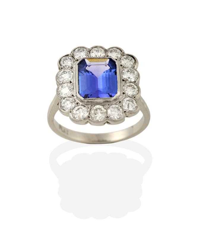 Lot 2361 - A Tanzanite and Diamond Cluster Ring, the...