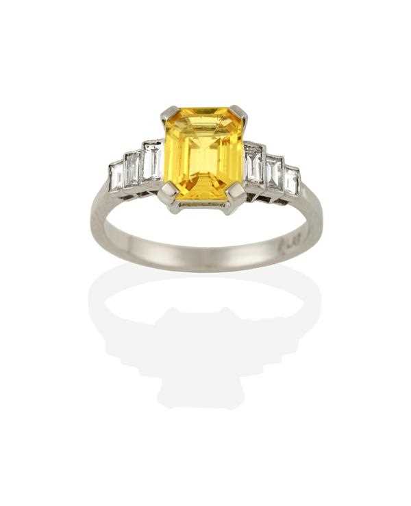 Lot 2365 - An Art Deco Style Yellow Sapphire and Diamond...