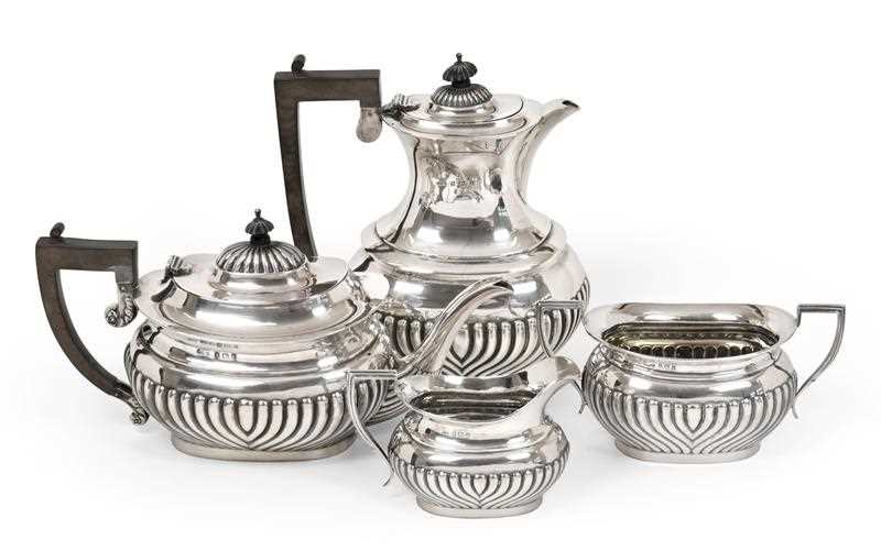 Lot 2074 - A Four-Piece Edward VII Silver Tea-Service,...