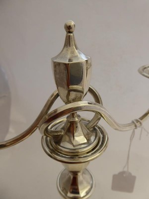Lot 2075 - A Pair of George V Silver Two-Light Candelabra,...