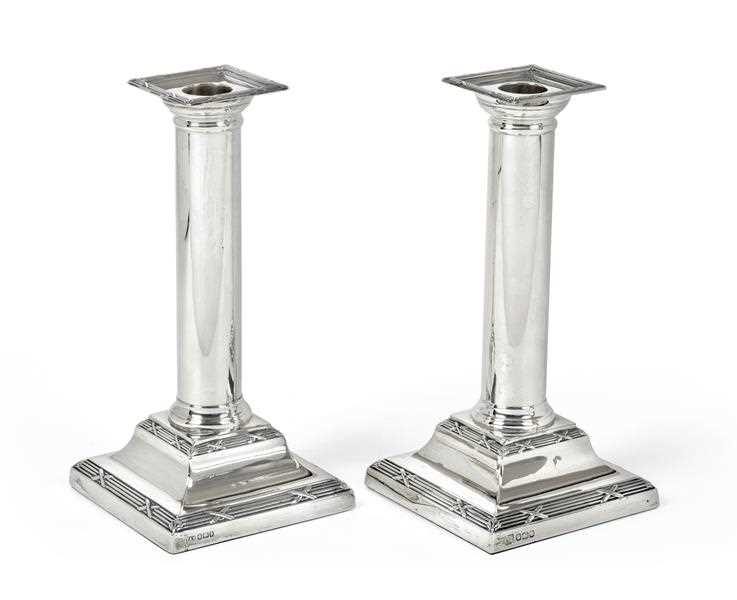 Lot 2077 - Two George V Silver Candlesticks, One by...