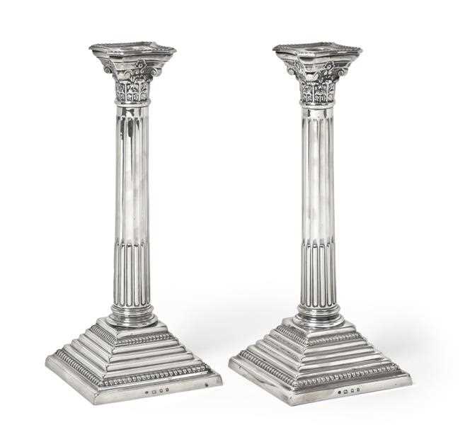 Lot 2092 - A Pair of George V Silver Candlesticks, by...