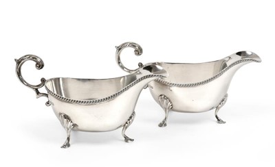 Lot 2094 - A Pair of George VI Silver Sauceboats, by...