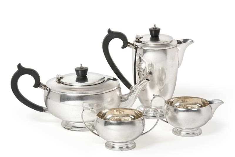 Lot 2100 - A Four-Piece George VI Silver Tea-Service, by...