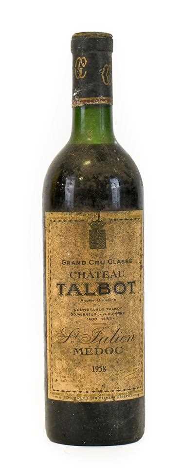 Lot 5026 - Château Talbot 1958, Saint Julien, Médoc (one...