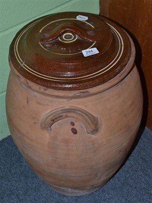 Lot 244 - Two handled earthenware crock with cover